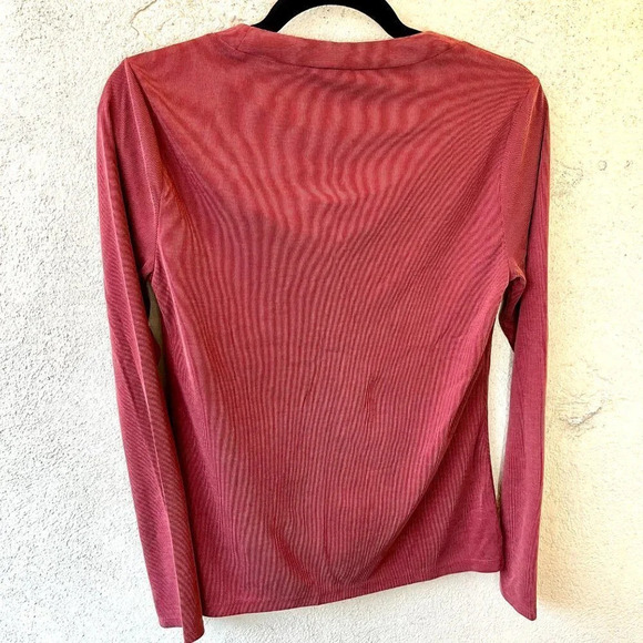 Lucky Brand Long Sleeve Ribbed Snap Henley Top in Red Size Small - Picture 7 of 7
